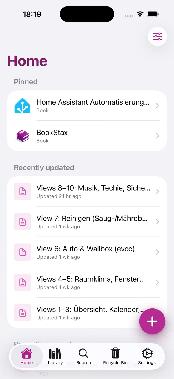 Bildschirmfoto von BookStax